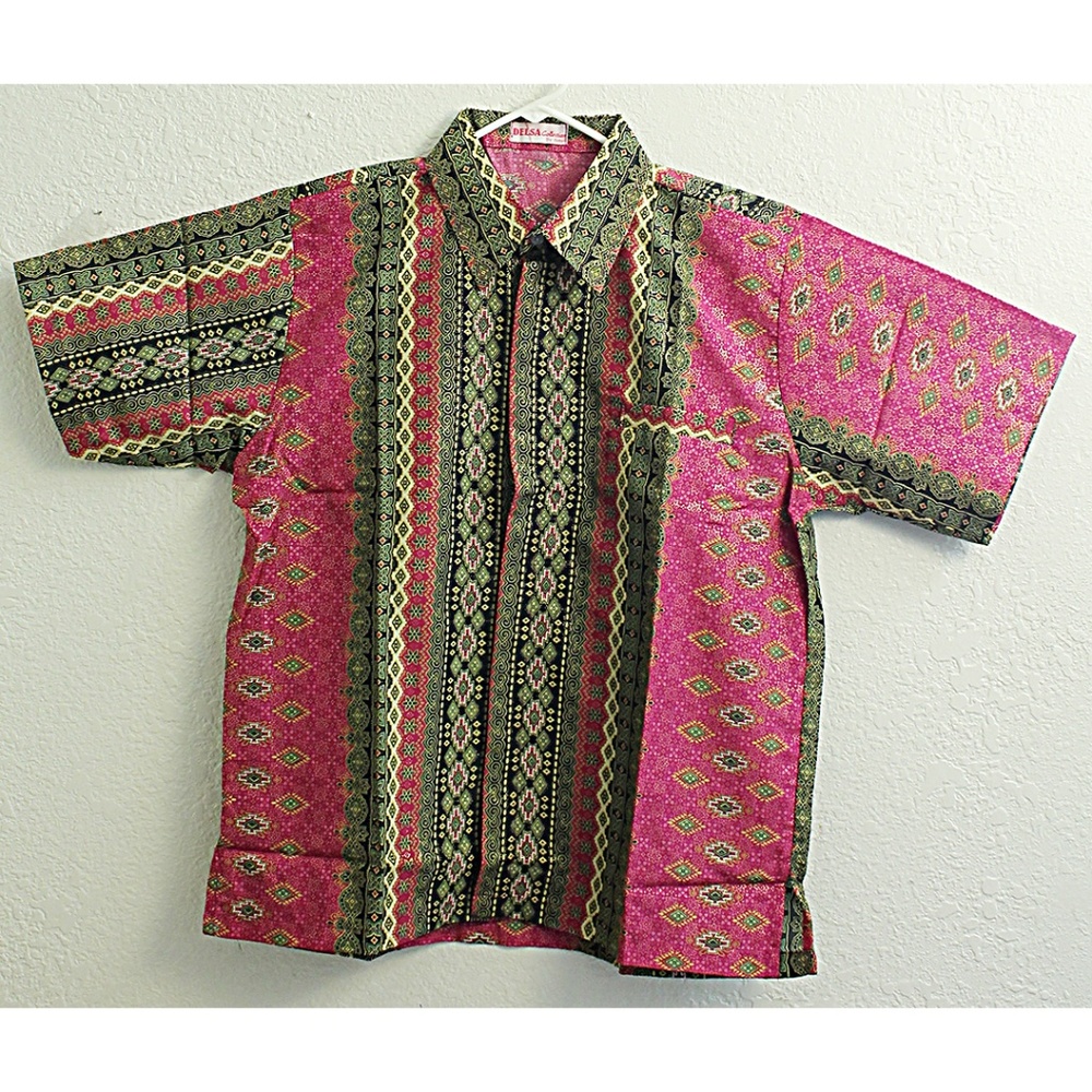 NWOT Men Indonesian Batik Short Sleeve Size L